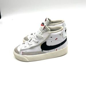 Nike Blazer Mid ‘77 Td Paint Splatter White/Black’ Sneaker Preschool Size 9C
